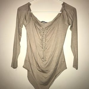 Long Sleeve, Crossed Body Suit